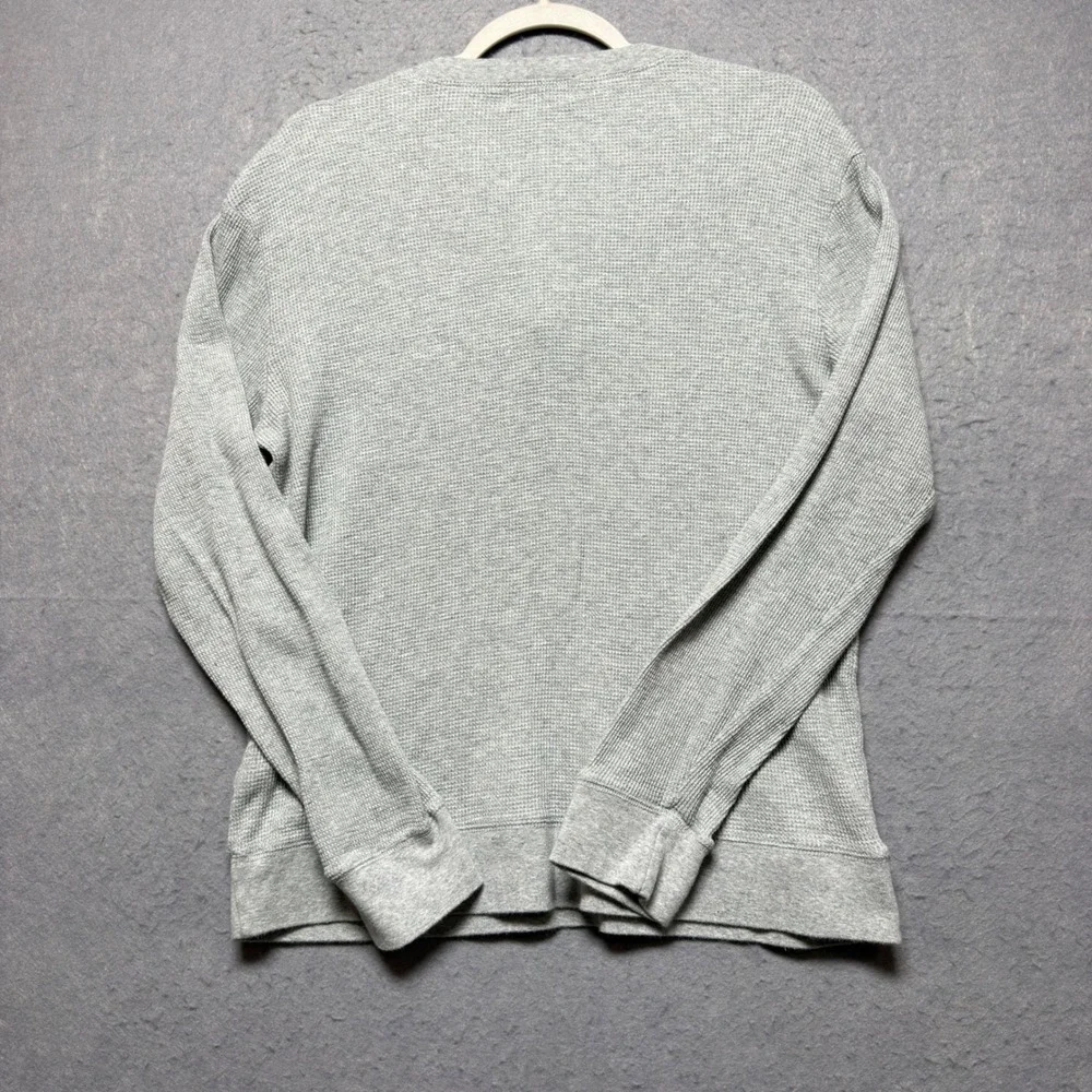 True Religion Mens Gray Waffle Knit Long Sleeve Henley Thermal Top Size M 105668